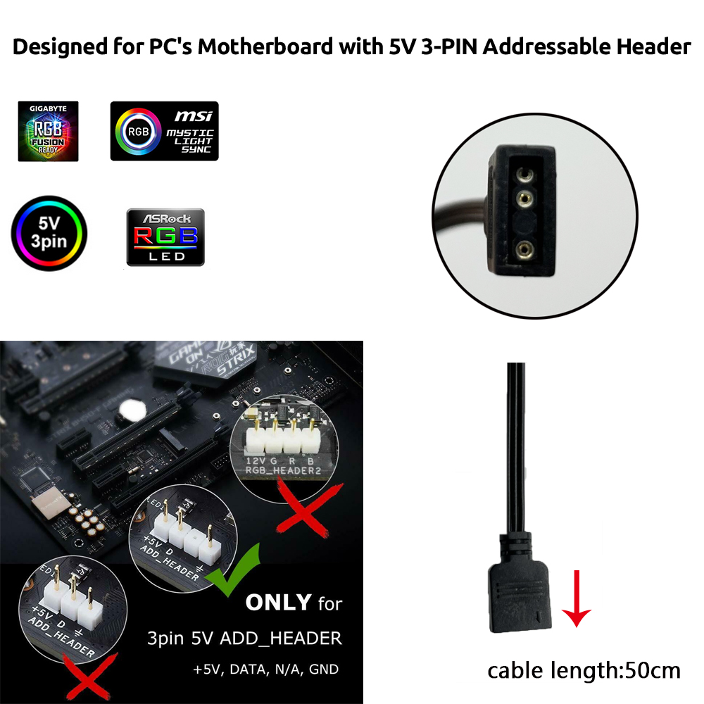 Connecteur 3 broches ARGB 5V p - Led Gaming Light Strip avis et prix